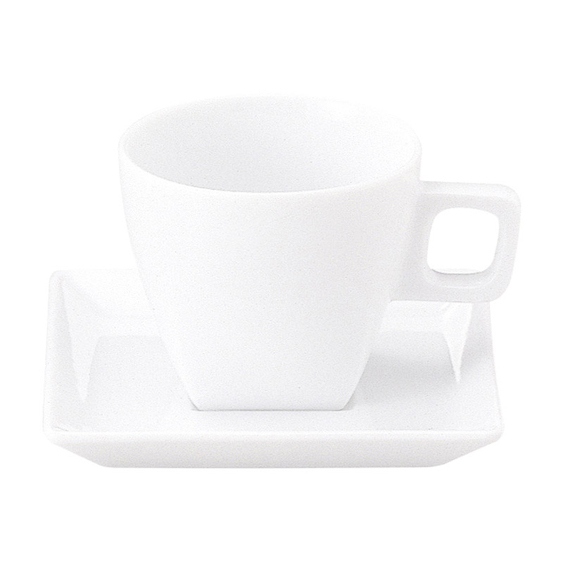 コーヒーカップ ソーサー 白 陶器 おしゃれ カップアンドソーサー 180ml 日本製 四季彩陶器 美濃焼 業務用 食洗器対応 来客用 スクエアー 14900052 14900052