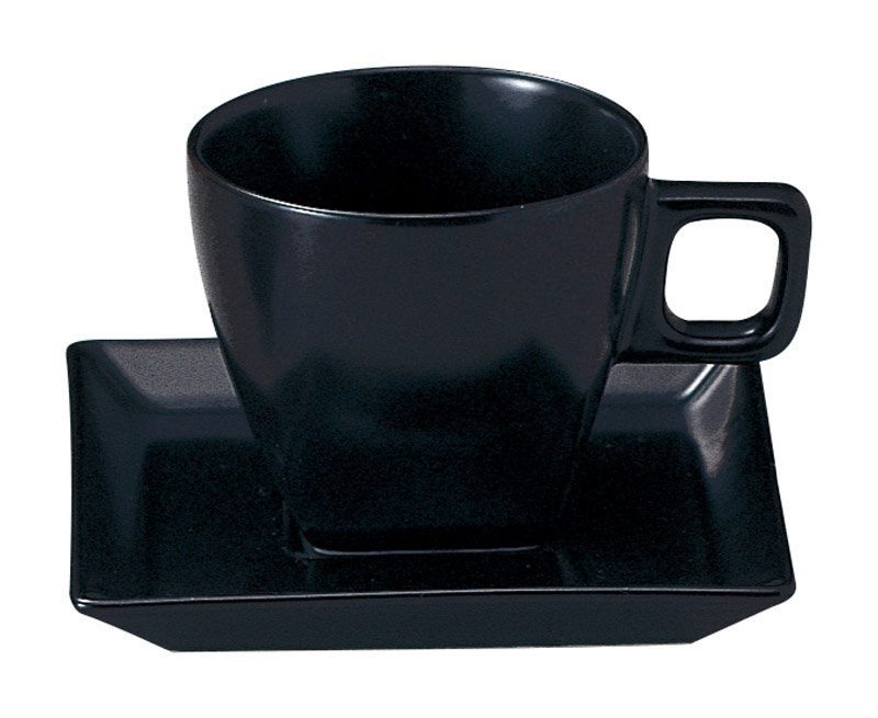 コーヒーカップ ソーサー おしゃれ 陶器 カップアンドソーサー 180ml 日本製 四季彩陶器 美濃焼 業務用 食洗器対応 来客用 スクエアー マット ブラック 14930052 14930055