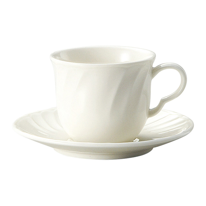 陶器 コーヒーカップ ソーサー 白 おしゃれ カップアンドソーサー 180ml 日本製 四季彩陶器 美濃焼 業務用 食洗器対応 来客用 シフォーン 15120052 15120056