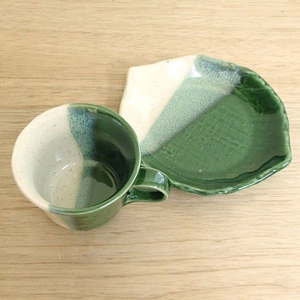 コーヒーカップソーサー 織部木の葉 陶器 和食器 業務用食器 商品番号：3d65451-026