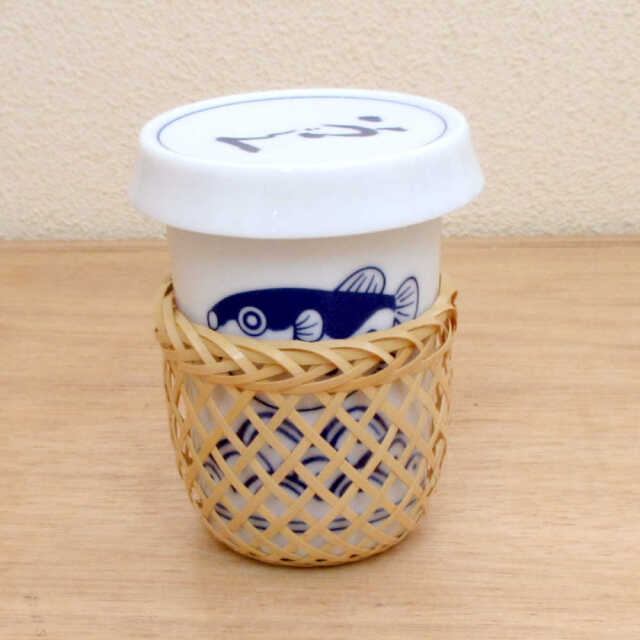 ひれ酒 器 カップ ハカマ付 180ml ひれ酒用酒器 波ふぐ 四季彩陶器 美濃焼 業務用