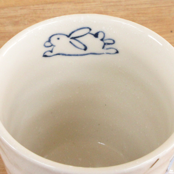 マグカップ おしゃれ かわいい 桜うさぎ 青 250ml 陶器 四季彩