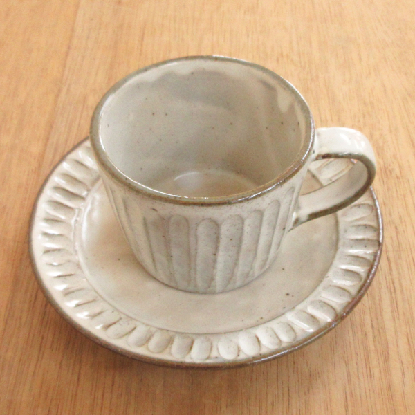 コーヒーカップソーサー 粉引しのぎ 陶器 和食器 業務用食器