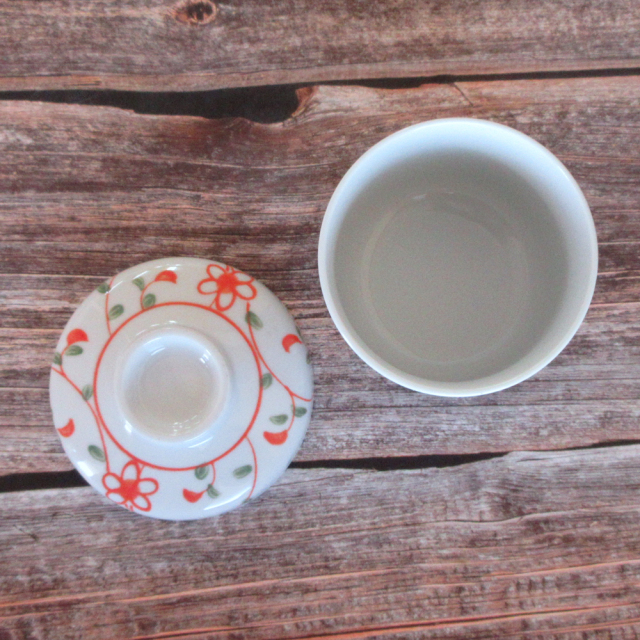 茶碗蒸し 食器 むし碗 軽量 赤絵花 和食器 美濃焼 業務用 四季彩陶器