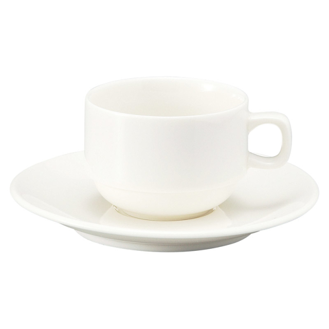 エスプレッソカップソーサー おしゃれ 陶器 スタッキング 小さめ カップアンドソーサー 白い食器 洋食器 四季彩陶器 美濃焼 業務用 ボンボヤージ 12420358-12120059