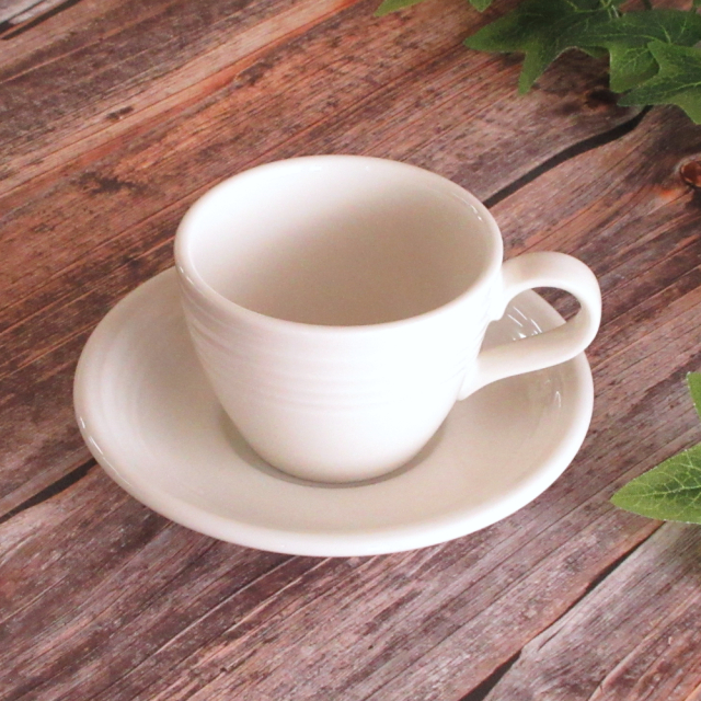 コーヒーカップソーサー おしゃれ カップアンドソーサー 180ml 陶器 四季彩陶器 美濃焼 業務用 食洗器対応 来客用 オービット クラシックアイボリー 12620052-12620055