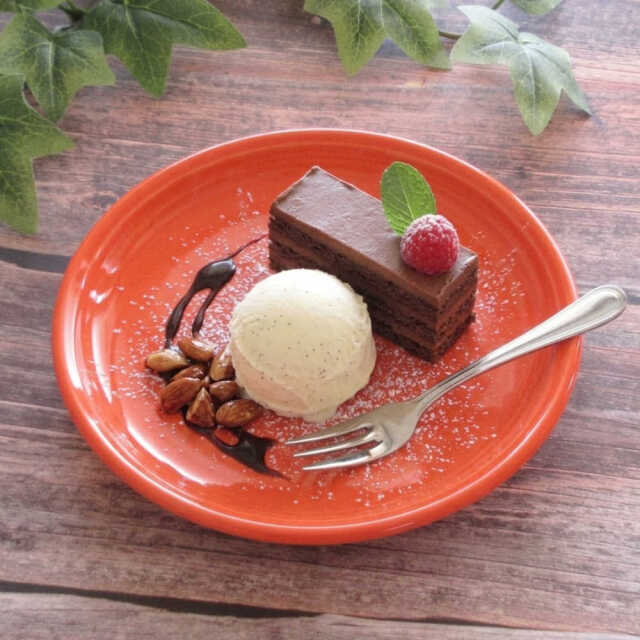 ケーキ皿 おしゃれ 19.5cm デザート皿 四季彩陶器 美濃焼 業務用 オービット マンダリンオレンジ 12650006