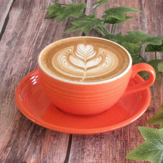 カプチーノカップソーサー ラテカップ 400ml おしゃれ スープカップ カップアンドソーサー 洋食器 四季彩陶器 美濃焼 業務用 食洗器対応 オービット マンダリンオレンジ 12650056-12650057