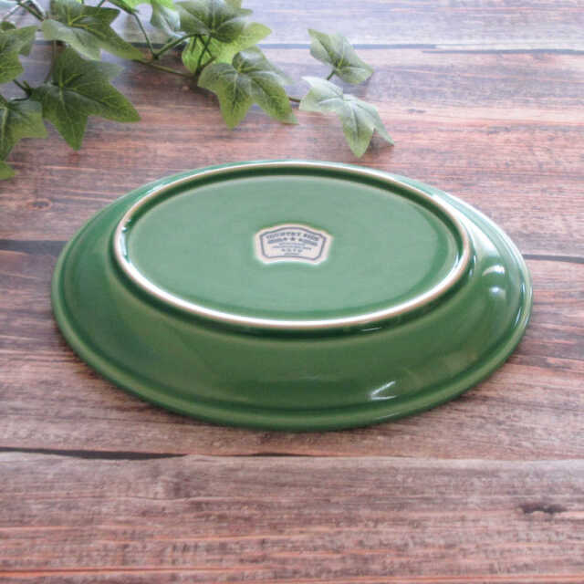 光洋陶器 オービット 楕円皿 28cm グリーン 盛り皿 おしゃれ 陶器