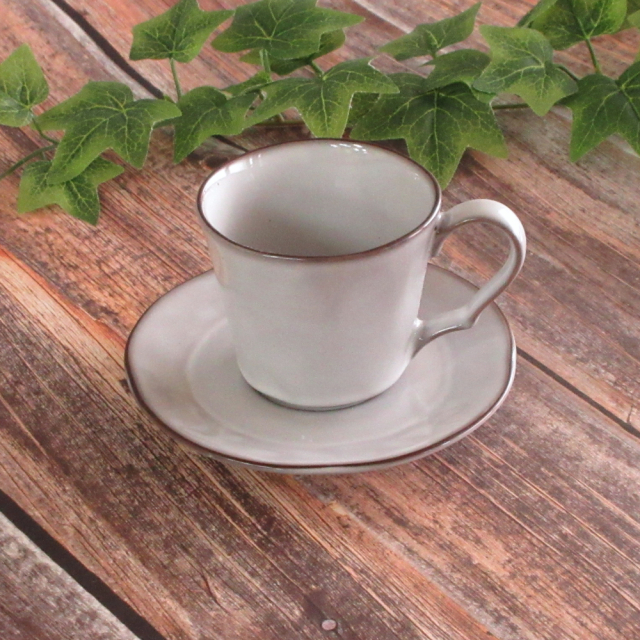 コーヒーカップソーサー おしゃれ ラフェルム スモークホワイト カップアンドソーサー 四季彩陶器 美濃焼 業務用 洋食器 13510052-13510055
