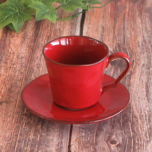 コーヒーカップ ソーサー おしゃれ ヴィンテージレッド カップアンドソーサー 四季彩陶器 美濃焼 業務用 ラフェルム 13544052-13544055
