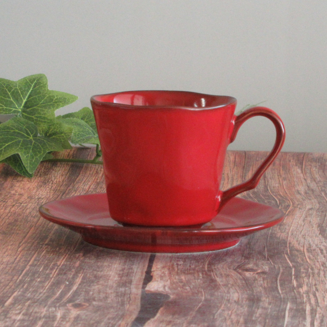 コーヒーカップ ソーサー おしゃれ ヴィンテージレッド カップアンド