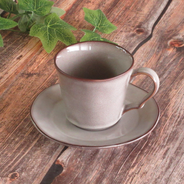 コーヒーカップ ソーサー おしゃれ ラフェルム ストームグレー カップアンドソーサー 四季彩陶器 美濃焼 業務用 洋食器 13573052-13573055