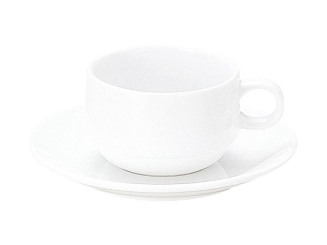 カプチーノカップソーサー おしゃれ スタッキング カップアンドソーサー 白い食器 洋食器 四季彩陶器 美濃焼 業務用 プラージュ 13800051-12700055