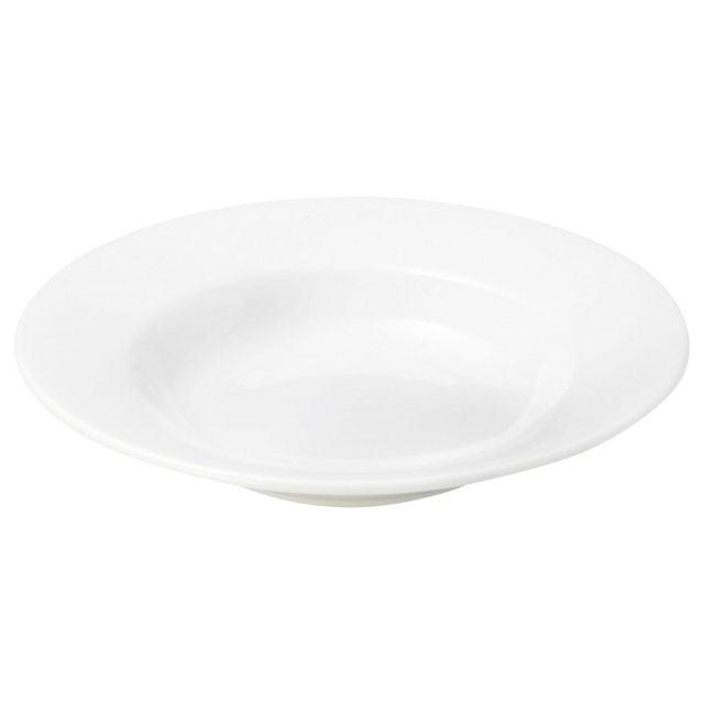 スープ皿 24cm リムスープ皿 おしゃれ くぼみ 白磁 白い食器 四季彩陶器 業務用 美濃焼 フォンテ 17200012