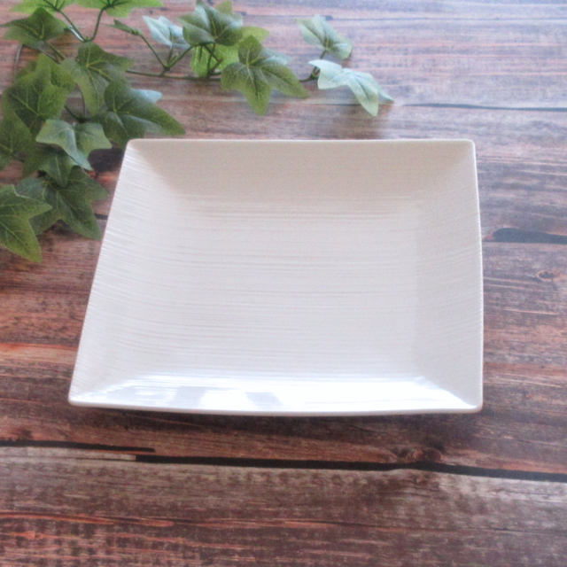 四角 皿 白 19cm おしゃれ スクエアプレート 白磁 角皿 正方形 四季彩