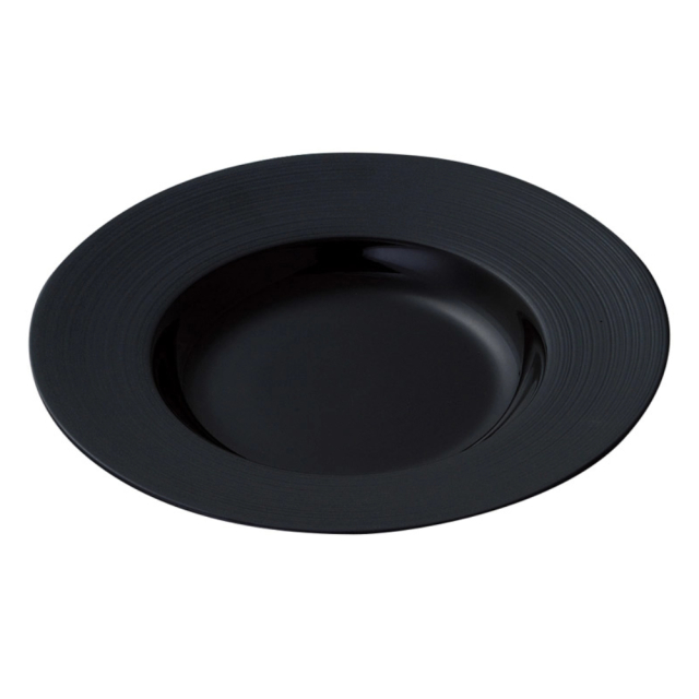パスタ皿 スープ皿 くぼみ 黒 25cm 黒い食器 四季彩陶器 美濃焼 業務用 ナイトストリーム スープボウル 18330012
