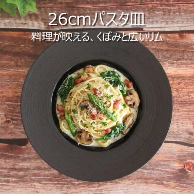 パスタ皿 スープ皿 くぼみ 黒 26cm 黒い食器 四季彩陶器 美濃焼 業務用 ナイトストリーム ディープスープボウル 19630023