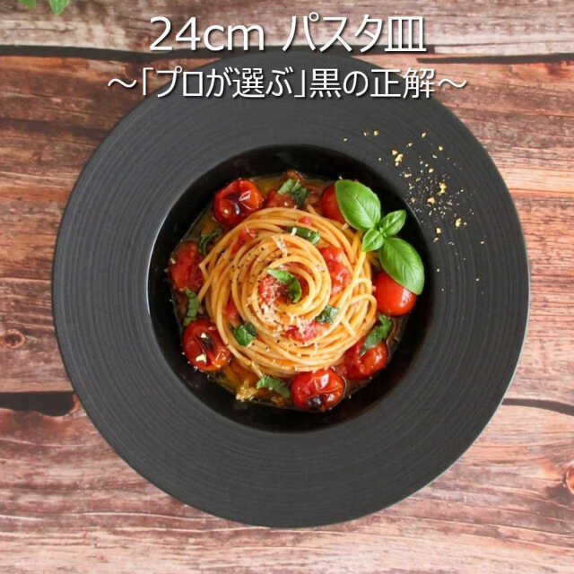 スープ皿 パスタ皿 くぼみ 24cm 黒い食器 四季彩陶器 美濃焼 業務用 ナイトストリーム ディープスープボウル 19630024
