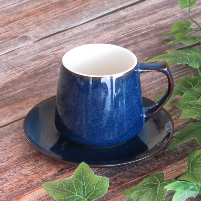 マグカップ コーヒーカップ 大容量 カップソーサー 大きめ 300ml カップアンドソーサー おしゃれ カップ 洋食器 四季彩陶器 美濃焼 業務用 食洗器対応 フィーヌ ディープブルー 19786750-19786755