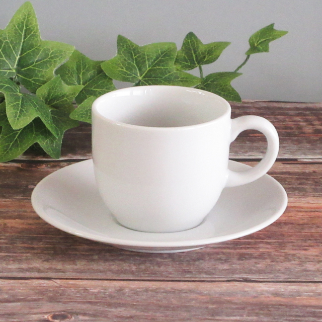 コーヒーカップソーサー 白 陶器 カップアンドソーサー 200ml 陶器 四季彩陶器 美濃焼 業務用 食洗器対応 ポポラーレ 50800052-50600055