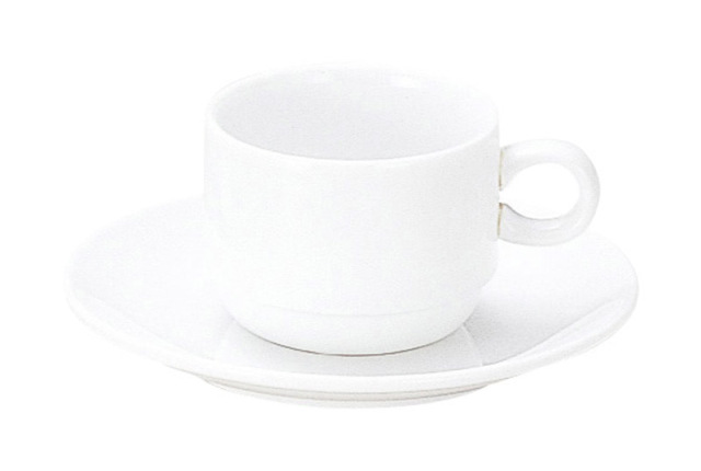 陶器 コーヒーカップ ソーサー スタッキング おしゃれ カップアンドソーサー 170ml 白磁 日本製 四季彩陶器 美濃焼 業務用 食洗器対応 来客用 プラージュ 13800052 17000055