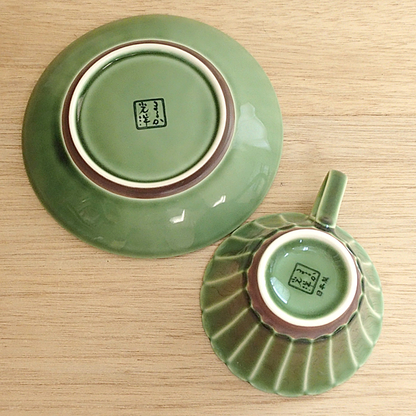 コーヒーカップソーサー かすみ 緑 和食器 陶器 業務用食器 商品