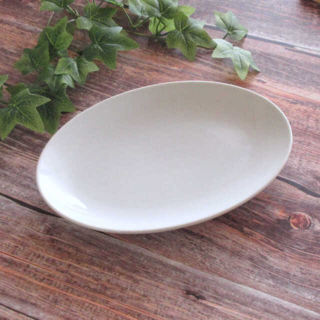 餃子皿 おしゃれ 21cm 楕円皿 中華皿 町中華 陶器 白 四季彩陶器 美濃