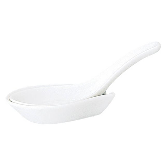 レンゲスプーン れんげ スープ スプーン 陶器 ラーメンレンゲ チャーハンレンゲ レンゲ台 白 四季彩陶器 美濃焼 業務用 白翔 50100090-50100095