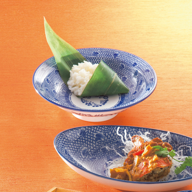 皿 チャーハン皿 21cm 850ml おしゃれ 中華皿 アジアン食器 青 白