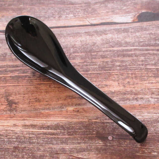 スプーン れんげ 陶器 大きい 黒 四季彩陶器 美濃焼 業務用 スープスプーン 50130092