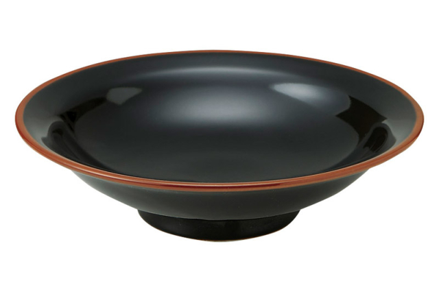 皿 チャーハン皿 18cm 480ml おしゃれ 中華皿 町中華 天津飯 陶器 黒 四季彩陶器 美濃焼 業務用 宝天 6.0 丸高台皿 50136079