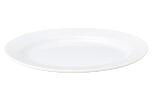 餃子皿 おしゃれ 21cm 楕円皿 リム皿 中華皿 町中華 陶器 白 四季彩陶器 美濃焼 業務用 白翔 8"リムプラター 50500043