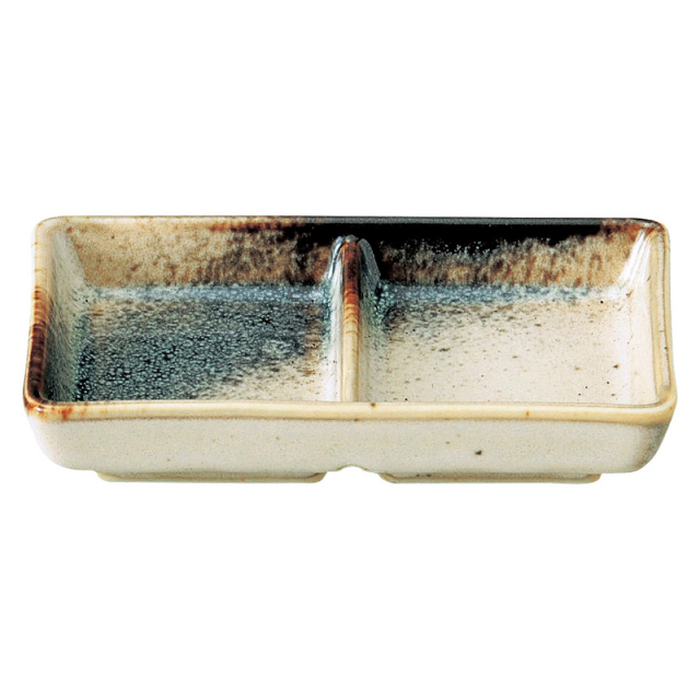 2つ仕切り 皿 11cm 薬味皿 おしゃれ 陶器 四季彩陶器 美濃焼 業務用 銀河 スタック2連皿 51024002