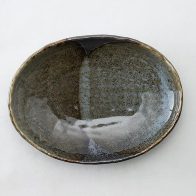 和食器 楕円皿 盛皿 刺身皿 おしゃれ 22cm 四季彩陶器 美濃焼 業務用 山がすみ 石目 楕円皿 51538096