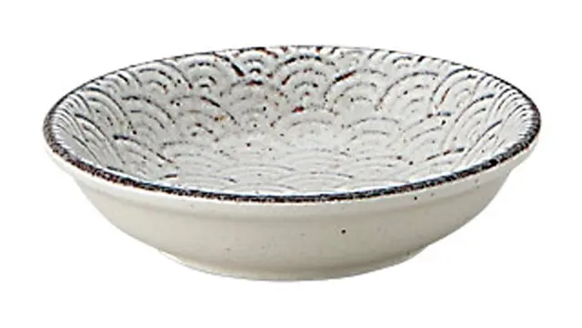 小皿 薬味皿 豆皿 8cm 食器 おしゃれ 四季彩陶器 美濃焼 業務用 古代粉引 青海波 52283017