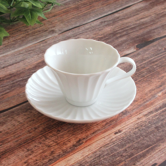コーヒーカップソーサー 陶器 カップアンドソーサー 160ml 陶器 四季彩陶器 美濃焼 業務用 食洗器対応 かすみ 白 56100052-56100005