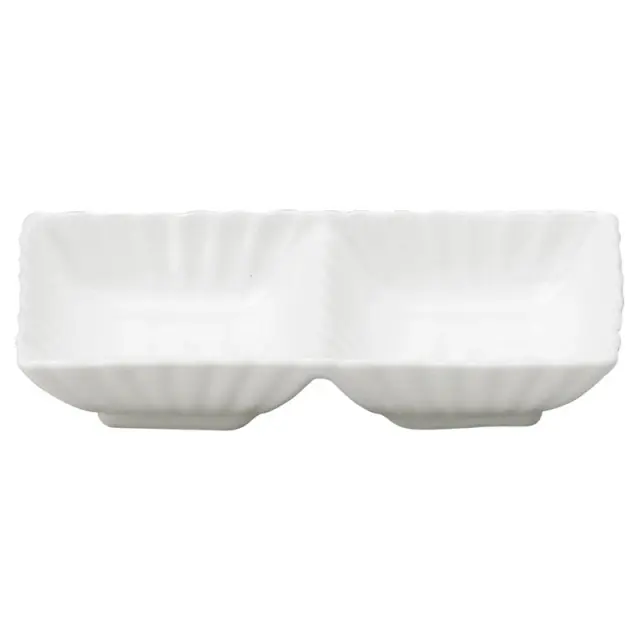 薬味皿 二品皿 仕切り皿 二連皿 二つ仕切り 和食器 陶器 四季彩陶器 美濃焼 業務用 かすみ 白 56100079