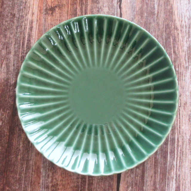 パスタ皿 カレー皿 24cm 中皿 メイン皿 陶器 四季彩陶器 美濃焼 業務用 かすみ 緑 56171000