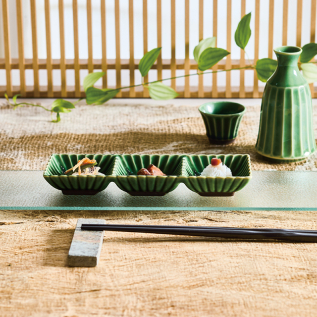 3つ仕切り 皿 21cm 薬味皿 おしゃれ 和食器 陶器 四季彩陶器 美濃焼