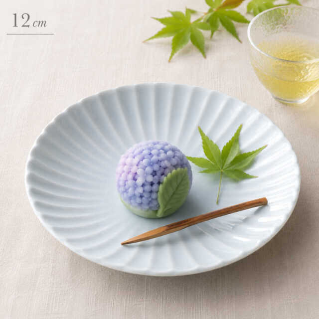 12cm 小皿 取り皿 小さめ 薬味皿 醤油皿 陶器 四季彩陶器 美濃焼 業務用 かすみ 青白 56180006