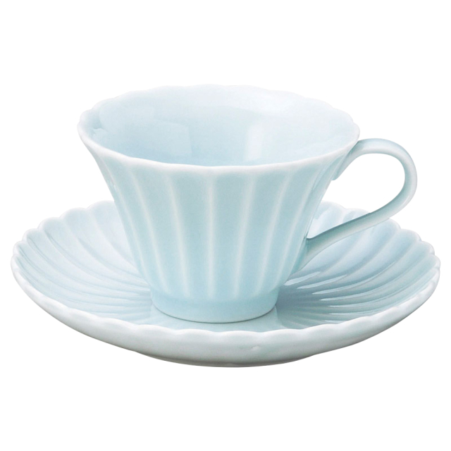コーヒーカップソーサー おしゃれ 陶器 カップアンドソーサー 和食器 四季彩陶器 美濃焼 業務用 かすみ 青白 56180052 56180005