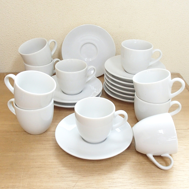 カップ&ソーサー10客　希少(レア コーヒーカップソーサー 10客セット ホテル ベーシック 白 洋食