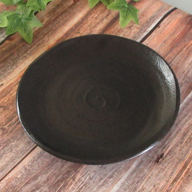 取り皿 おしゃれ 16cm 皿 陶器 螺旋模様 黒 四季彩陶器 美濃焼 業務用