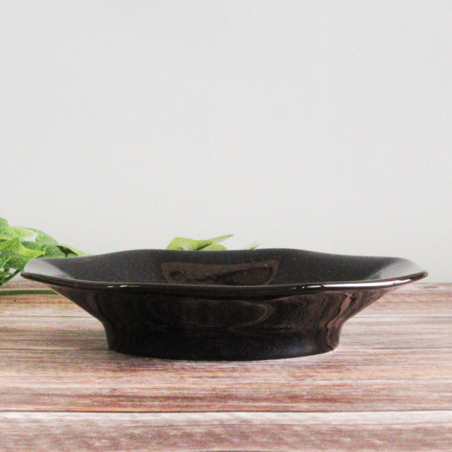 八角皿 チャーハン皿 シューマイ皿 19cm 黒 おしゃれ 中華皿 八角 陶器