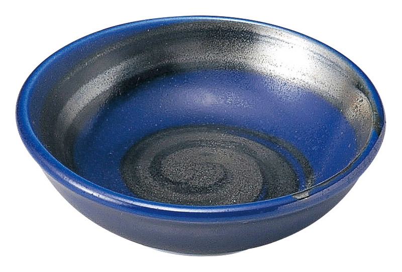 薬味皿 陶器 8cm 小皿 醤油皿 豆皿 おしゃれ 和食器 日本製 豆皿定食 四季彩陶器 業務用 銀彩ブルー 50079091