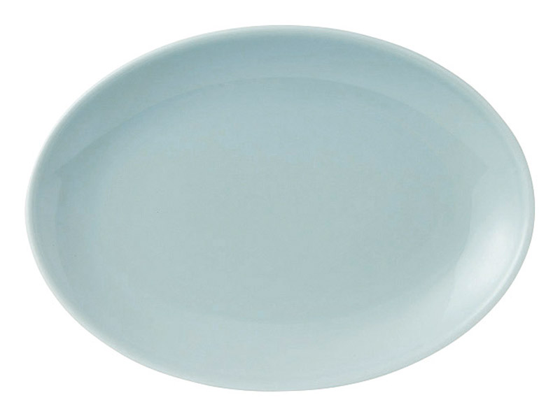 餃子皿 おしゃれ 18cm 楕円皿 中華皿 町中華 陶器 青磁 四季彩陶器 美濃焼 業務用 青彩 7"プラター 50080045