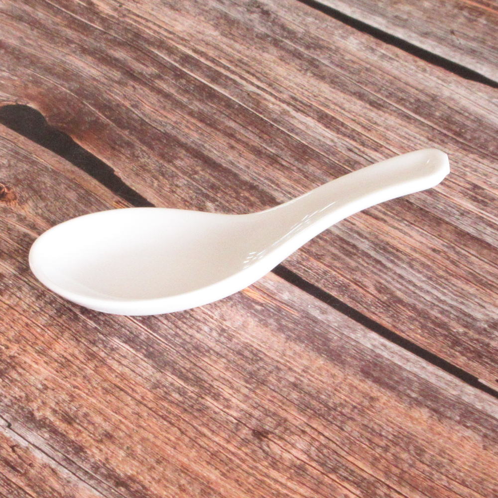 レンゲスプーン れんげ スープ スプーン 陶器 ラーメンレンゲ チャーハンレンゲ レンゲ台 白 四季彩陶器 美濃焼 業務用 白翔 50100090-50100095