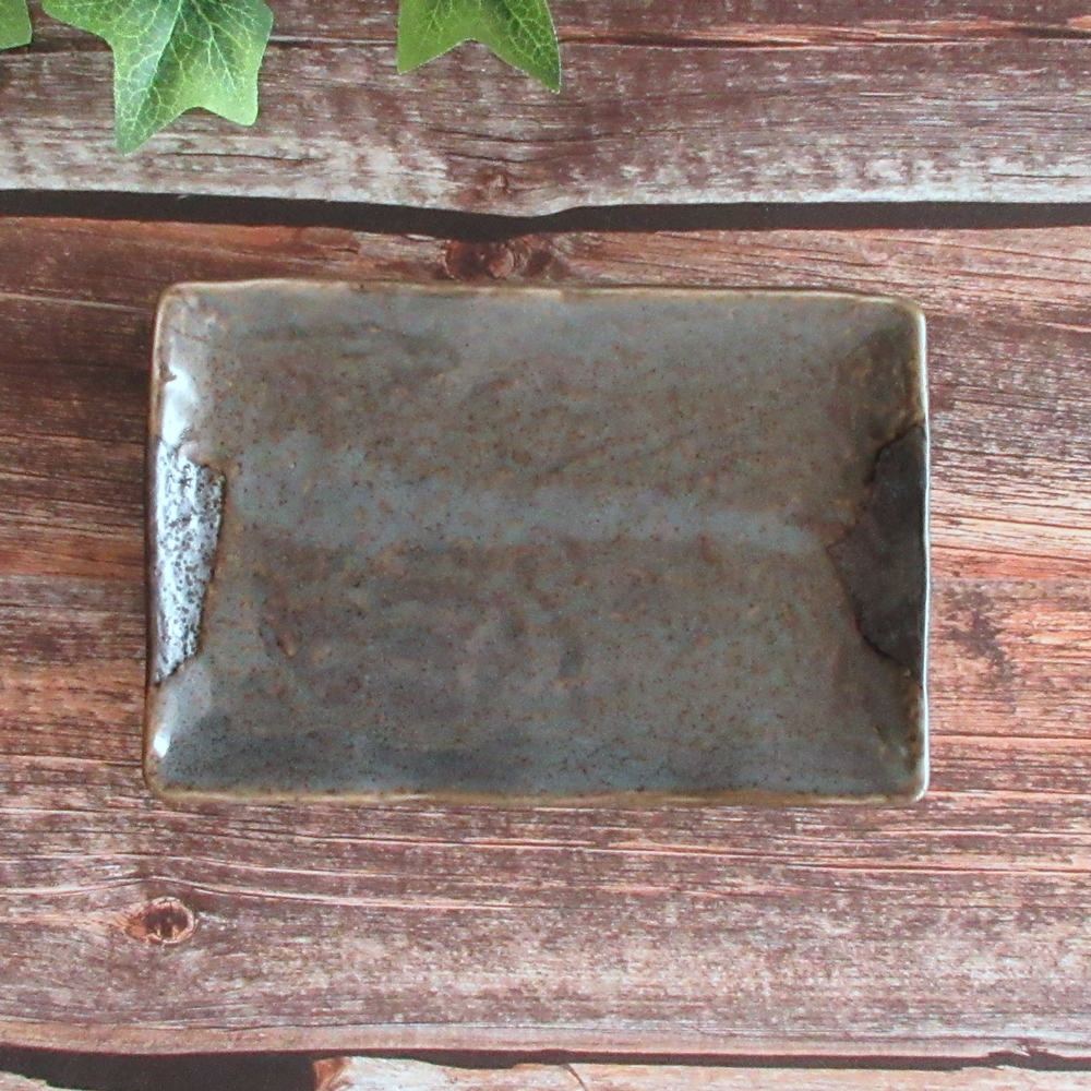 和食器 盛皿 刺身皿 おしゃれ 21cm 黒 長方形 四季彩陶器 美濃焼 業務用 山がすみ 石目 串皿 長角皿 51638011