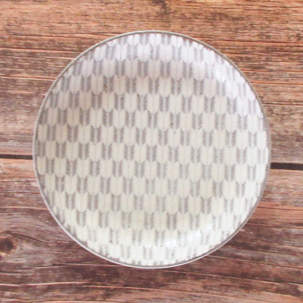 和食器 おしゃれ 取り皿 13cm 四季彩陶器 美濃焼 業務用 古代粉引き 矢絣 52262009